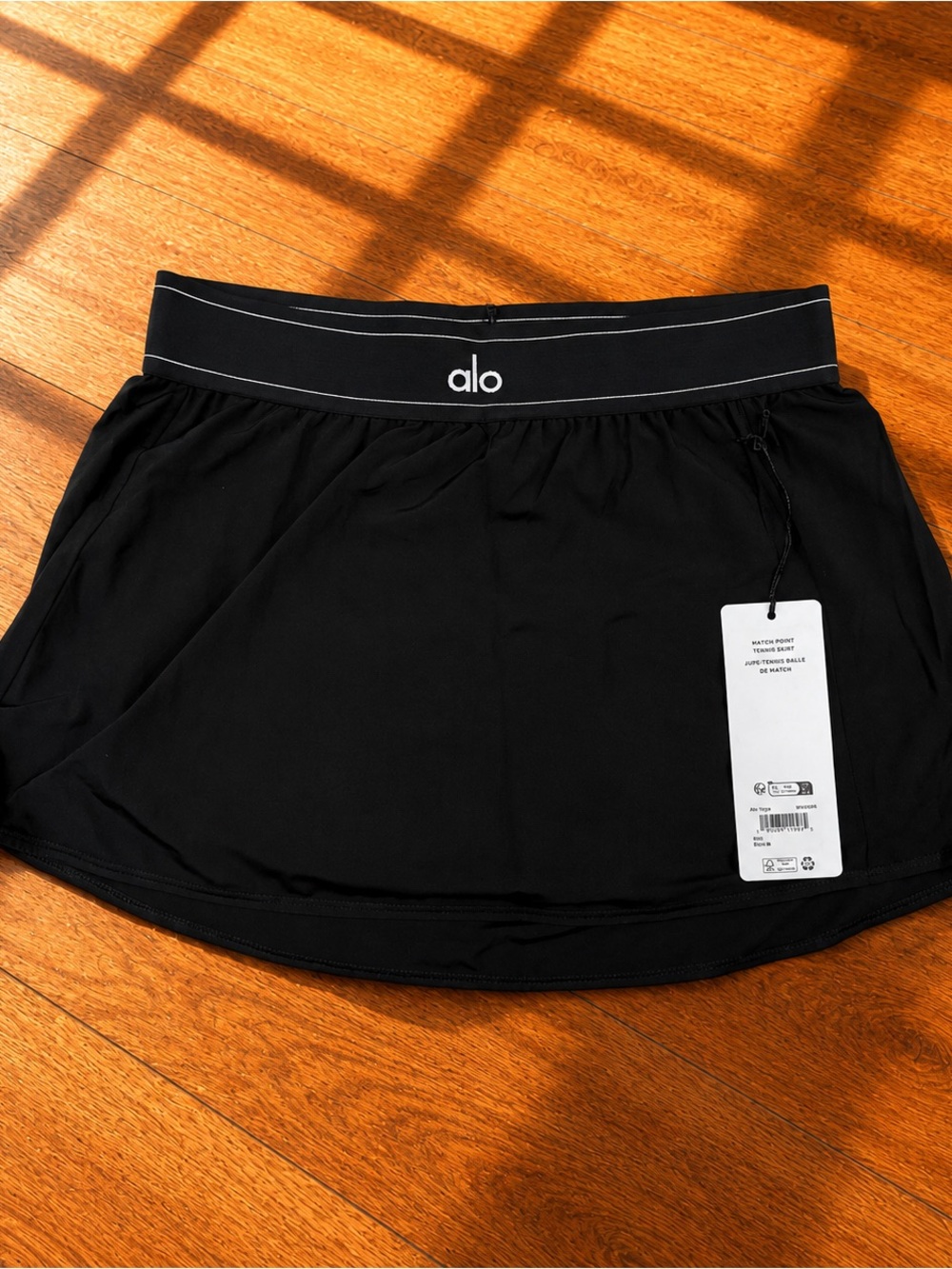 ALO Yoga Black Circle Skirt with Logo Waistband